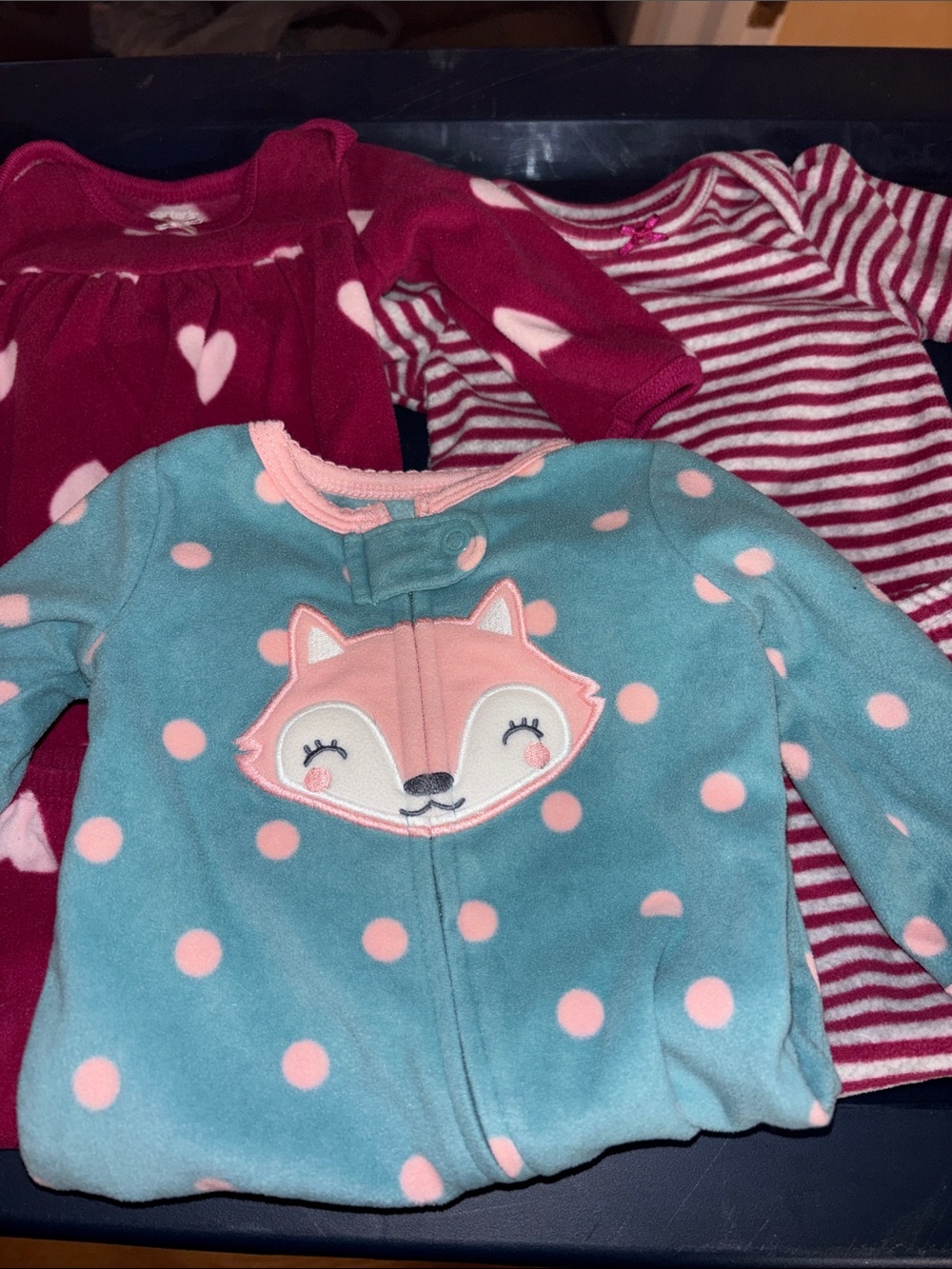 Carter's Blue & Pink Fox Polka Fleece Zip Sleepall